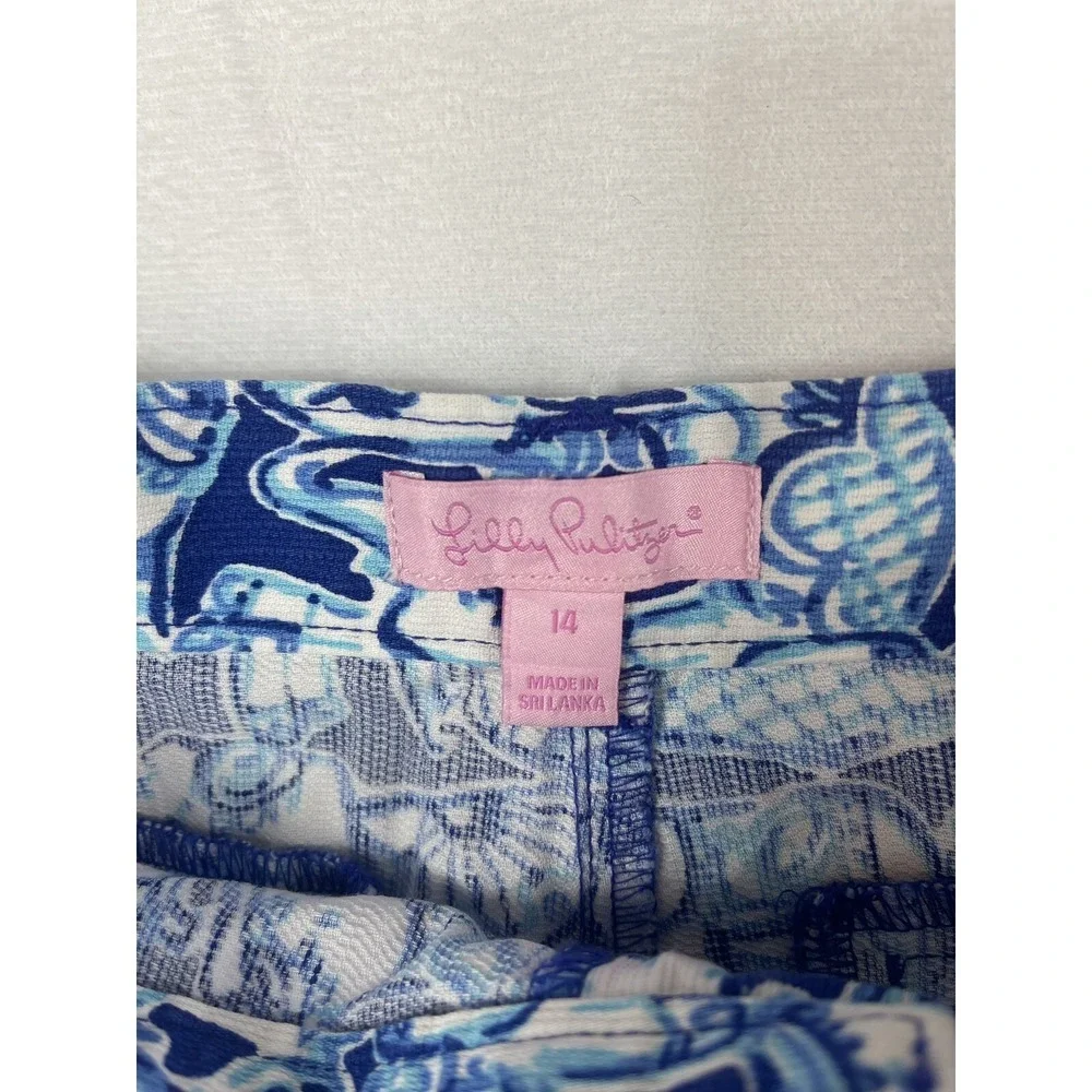 Lilly‎ Pulitzer Shorts Girls Size 14 Get Trunky Blue Elephant Pockets